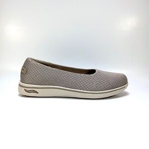 Skechers Arch Fit Uplift Sweet Sophistication Womens 8 Wide Taupe Knit Flats